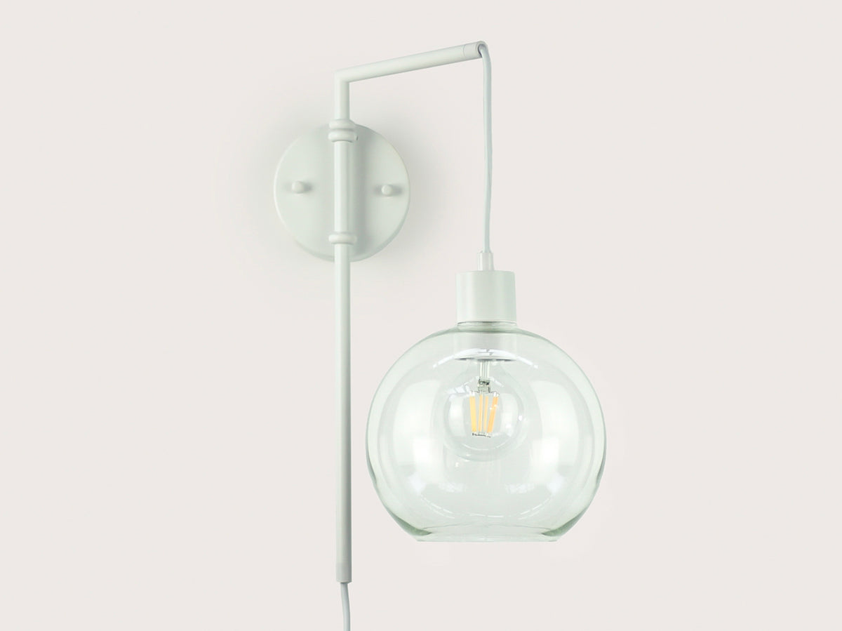 Frankie Swing Arm Wall Light with 20cm Apothecary Round Glass Shade