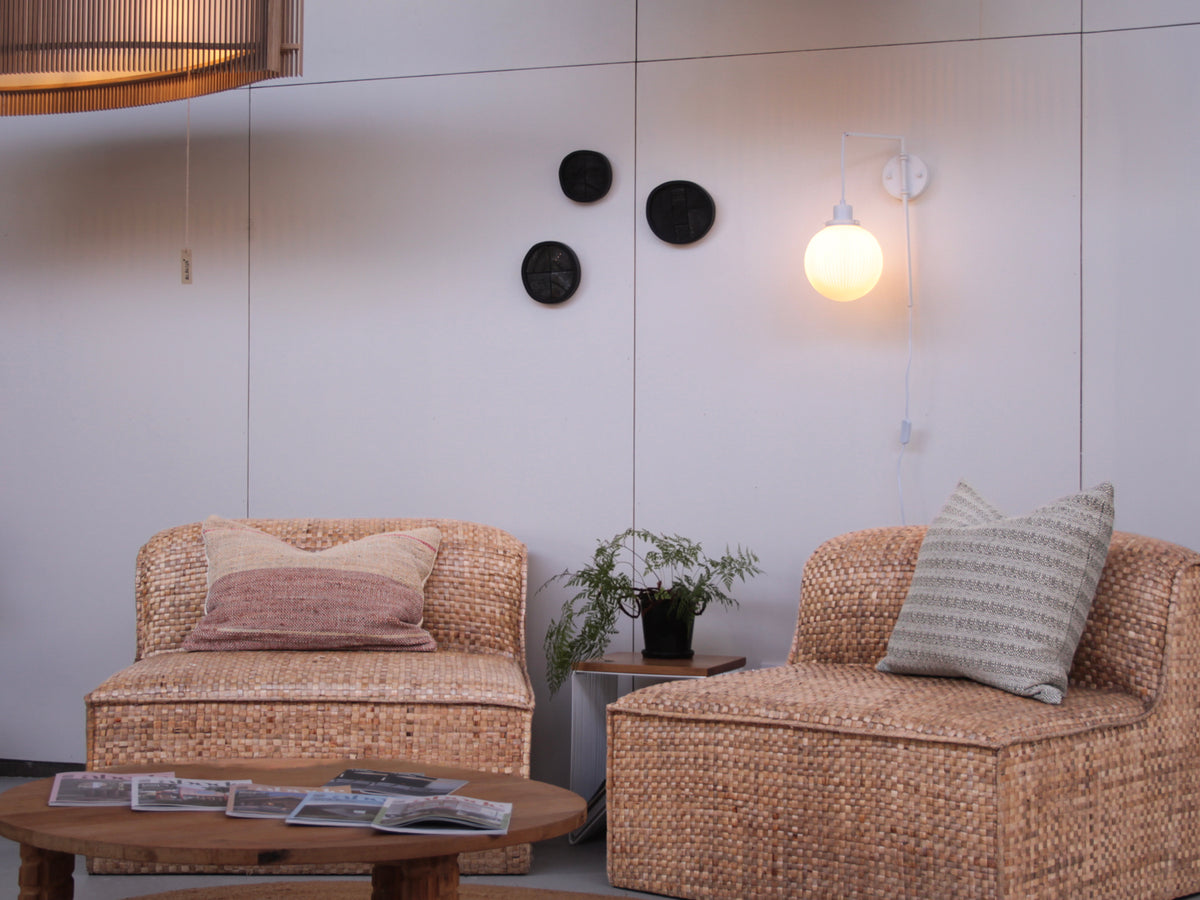 Frankie Swing Arm Wall Light with 20cm Alfie Opal Glass Shade