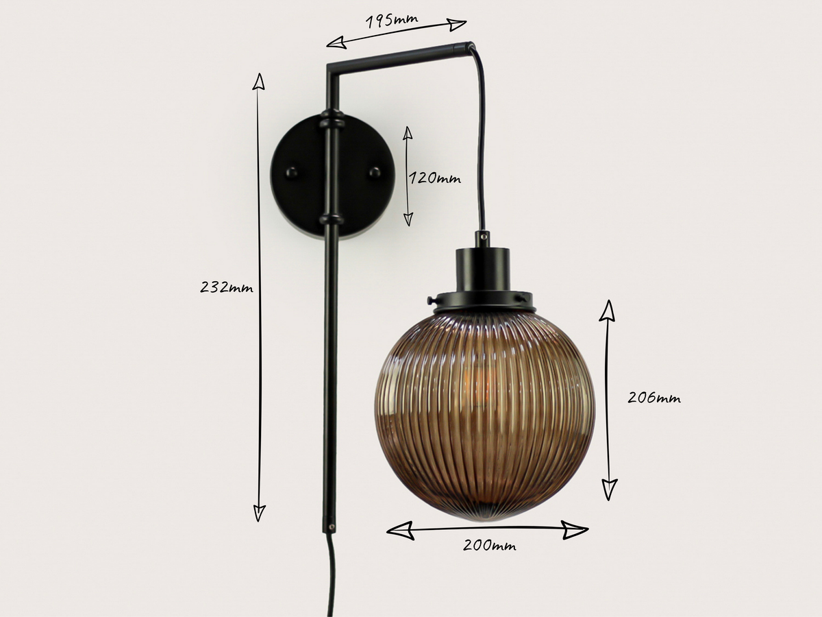Frankie Swing Arm Wall Light with 20cm Alfie Glass Shade