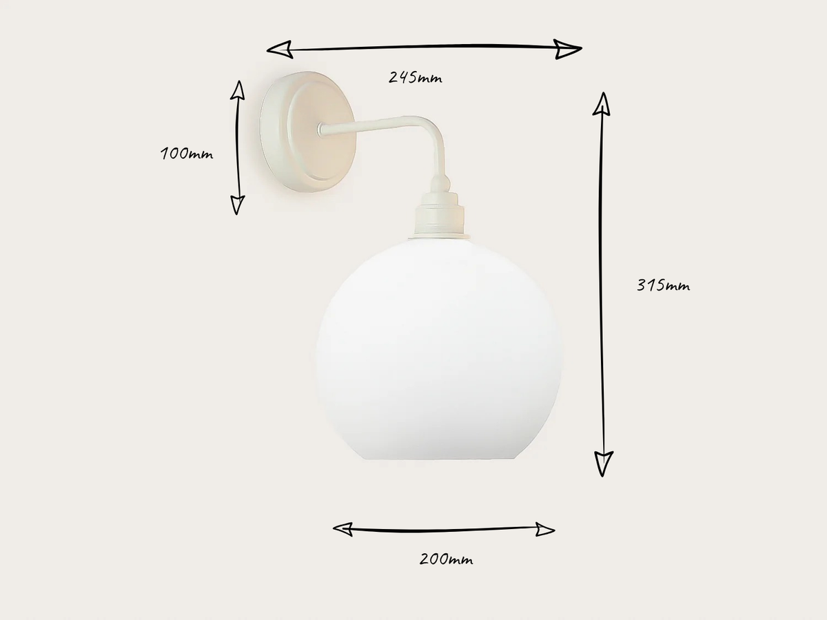 Arthur Short Arm Wall Light with 20cm Apothecary Opal Round Glass Shade