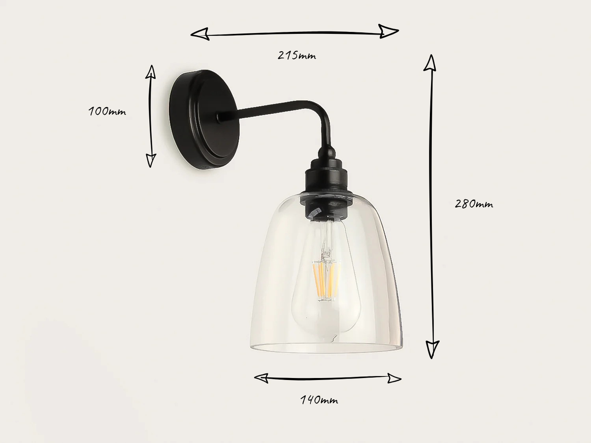 Arthur Short Arm Wall Light with 14cm Glass Cloche