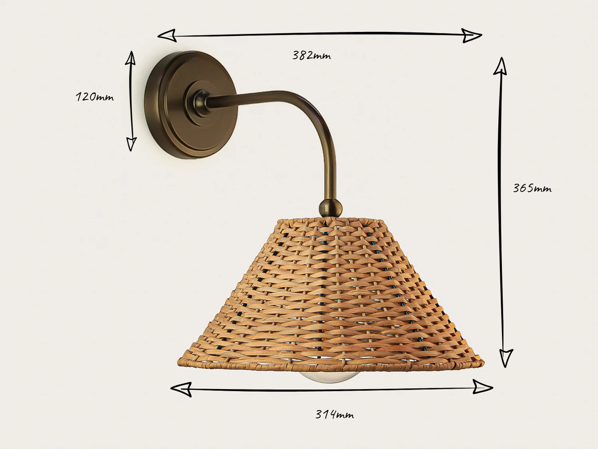 Arthur Long Arm Wall Light with Calais Rattan Shade