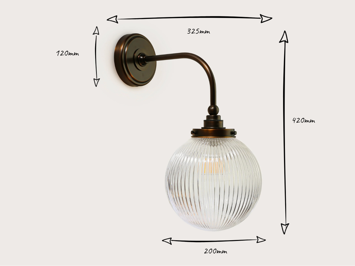 Arthur Long Arm Wall Light with 20cm Alfie Glass Shade