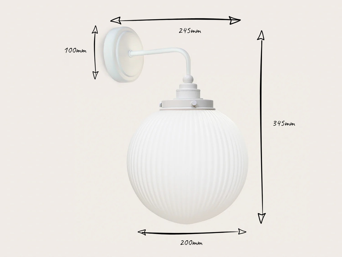 Arthur Short Arm Wall Light with 20cm Alfie Opal Glass Shade