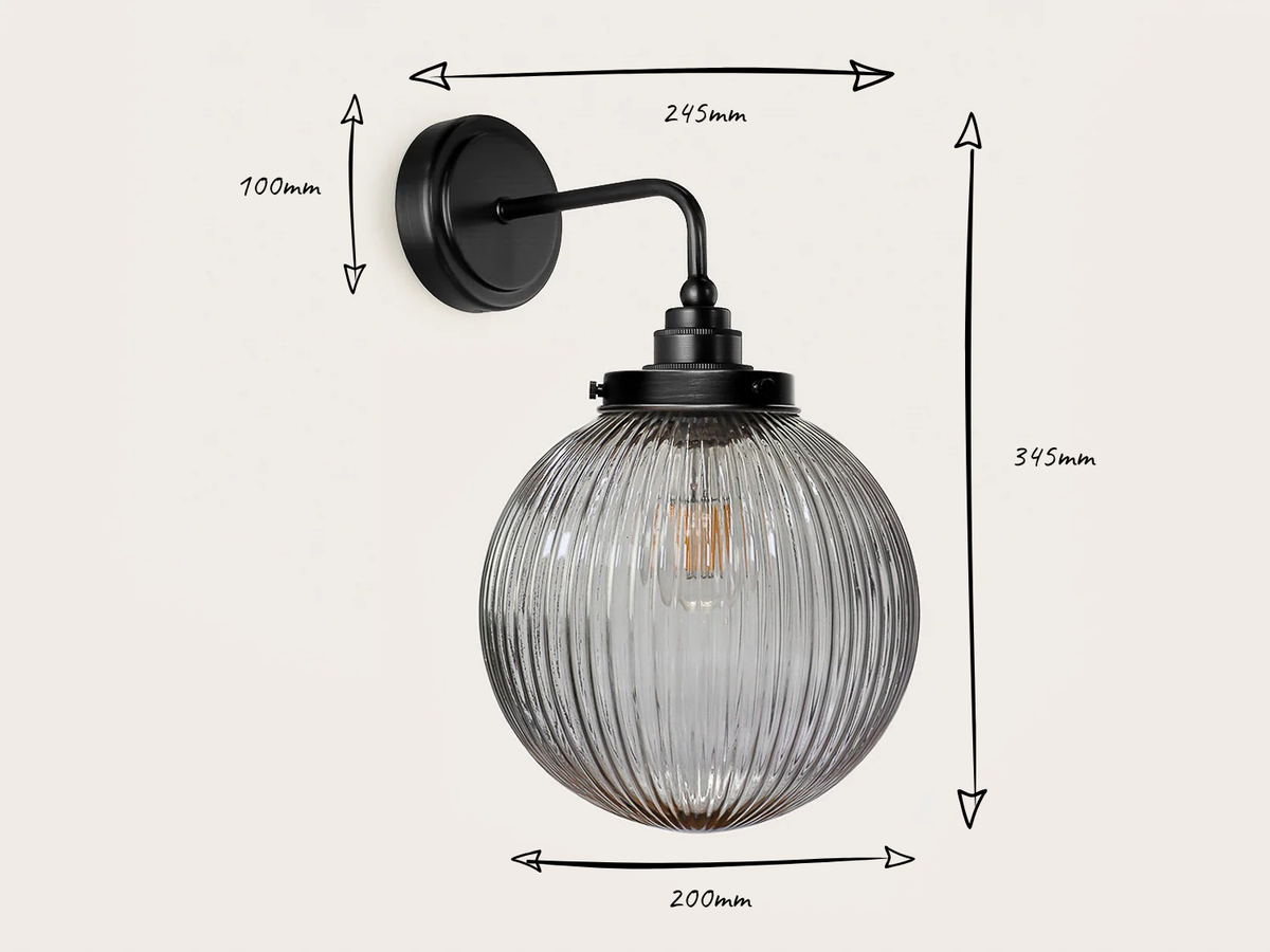 Arthur Short Arm Wall Light with 20cm Alfie Glass Shade