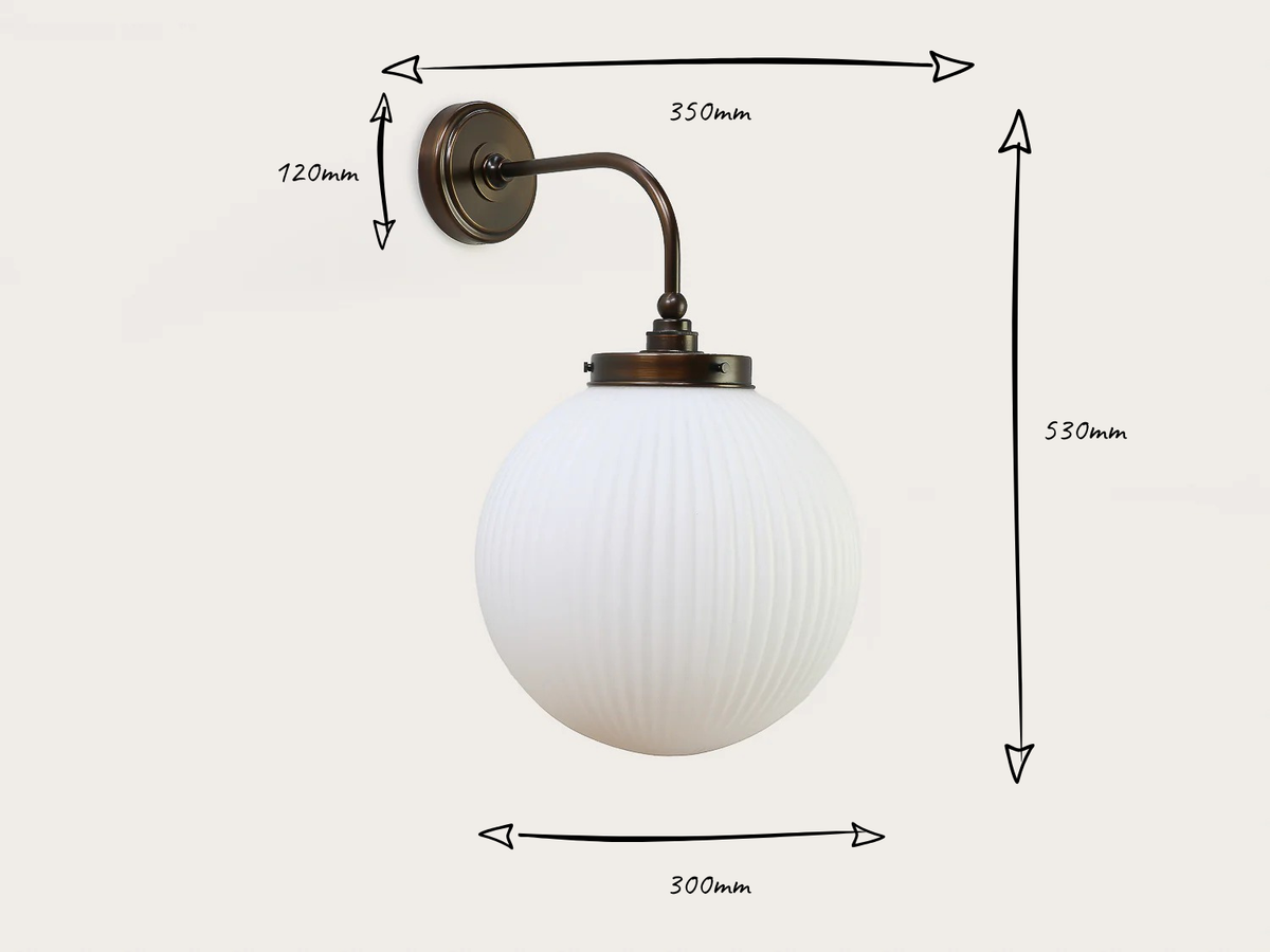 Arthur Long Arm Wall Light with 30cm Alfie Opal Glass Shade