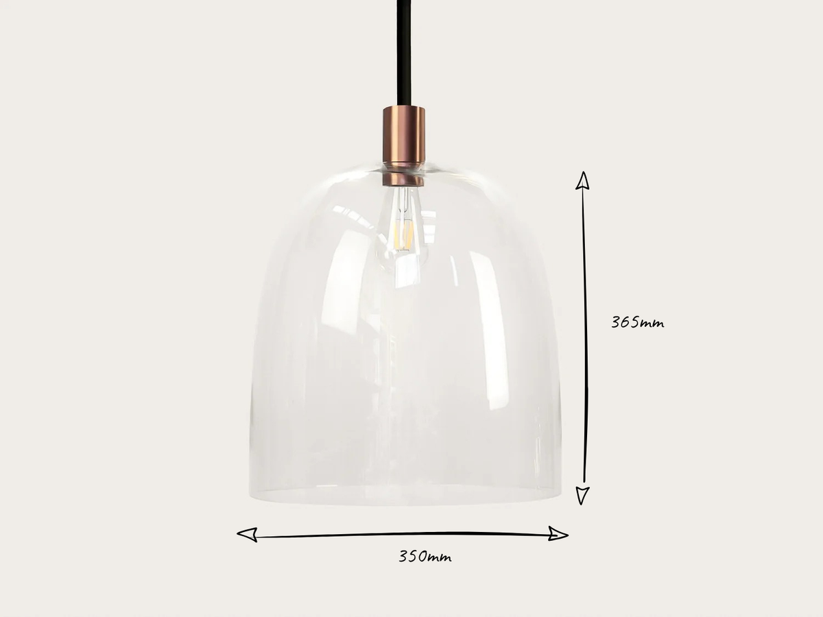35cm Glass Cloche Fergus Rodded Pendant