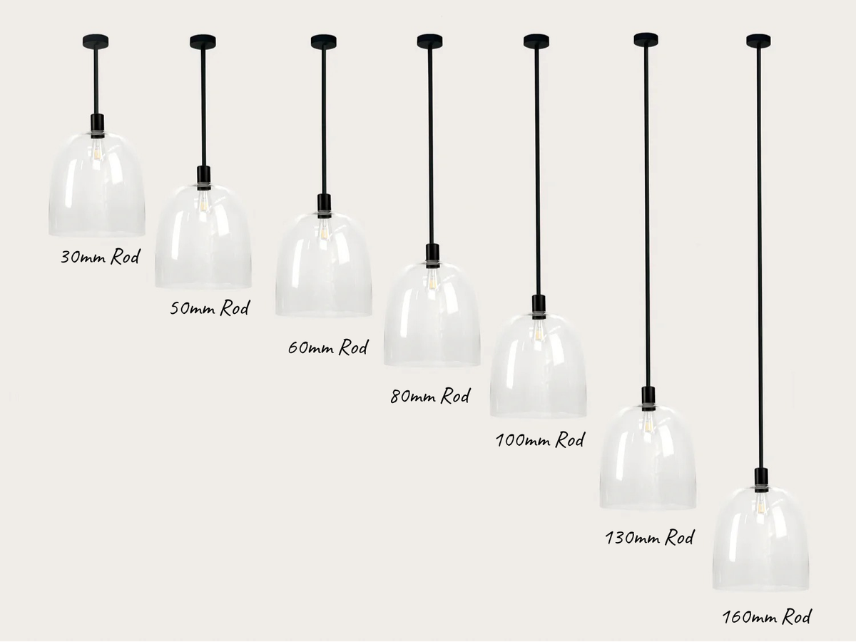 35cm Glass Cloche Fergus Rodded Pendant