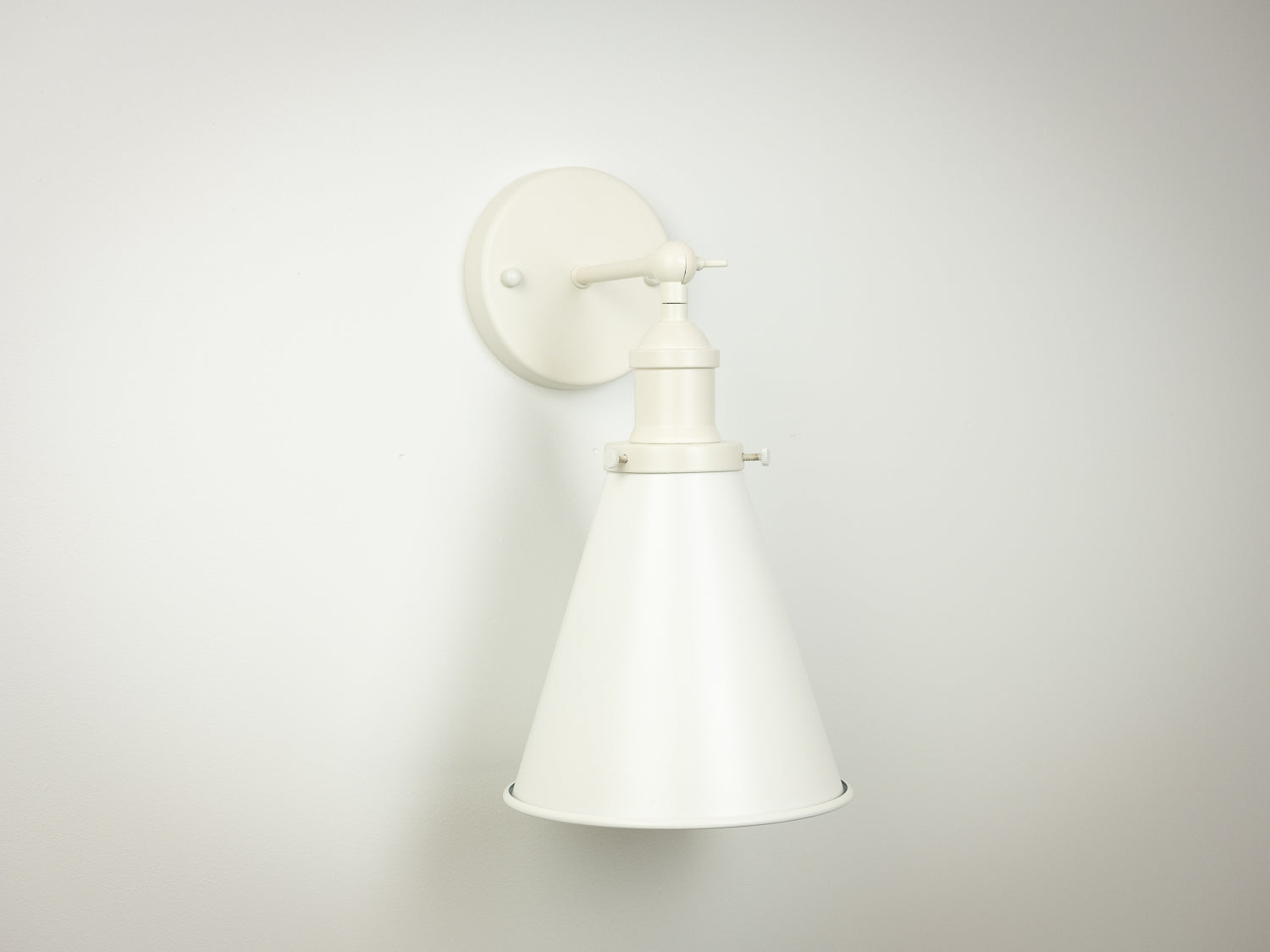 Vintage Wall Light with White Metal Funnel Shade