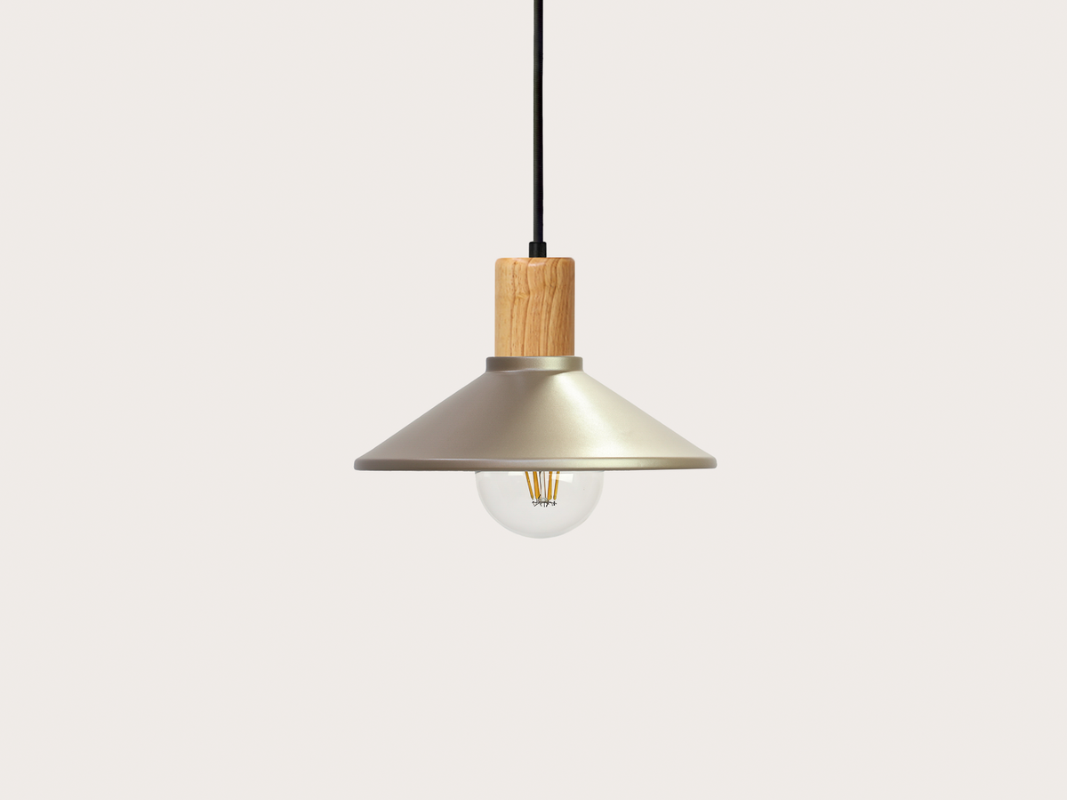 Coloured 22cm Metal Shade Wooden Pendant - Perfectly Imperfect!