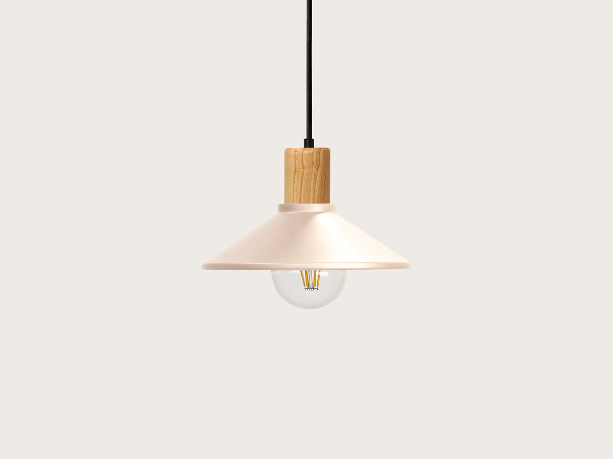 Coloured 22cm Metal Shade Wooden Pendant - Perfectly Imperfect!