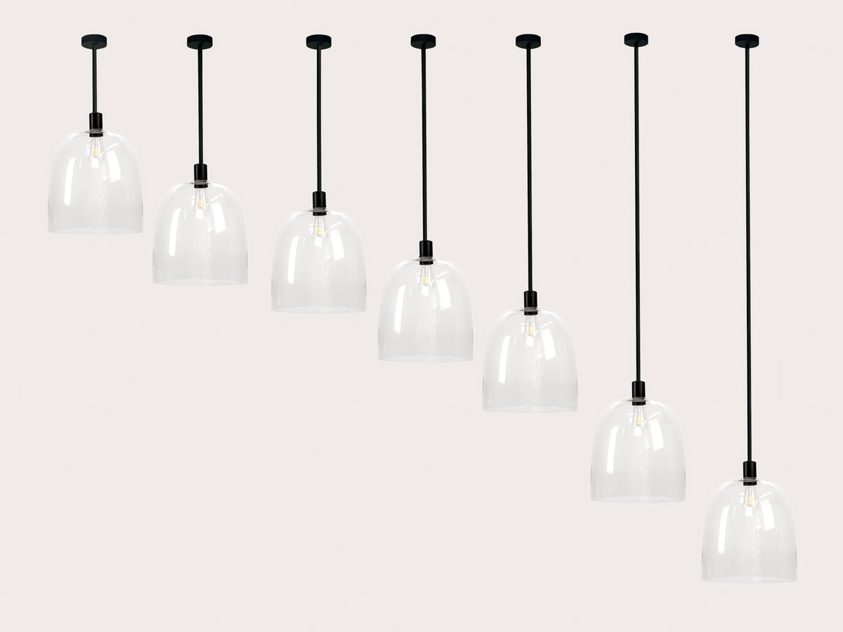 35cm Glass Cloche Fergus Rodded Pendant