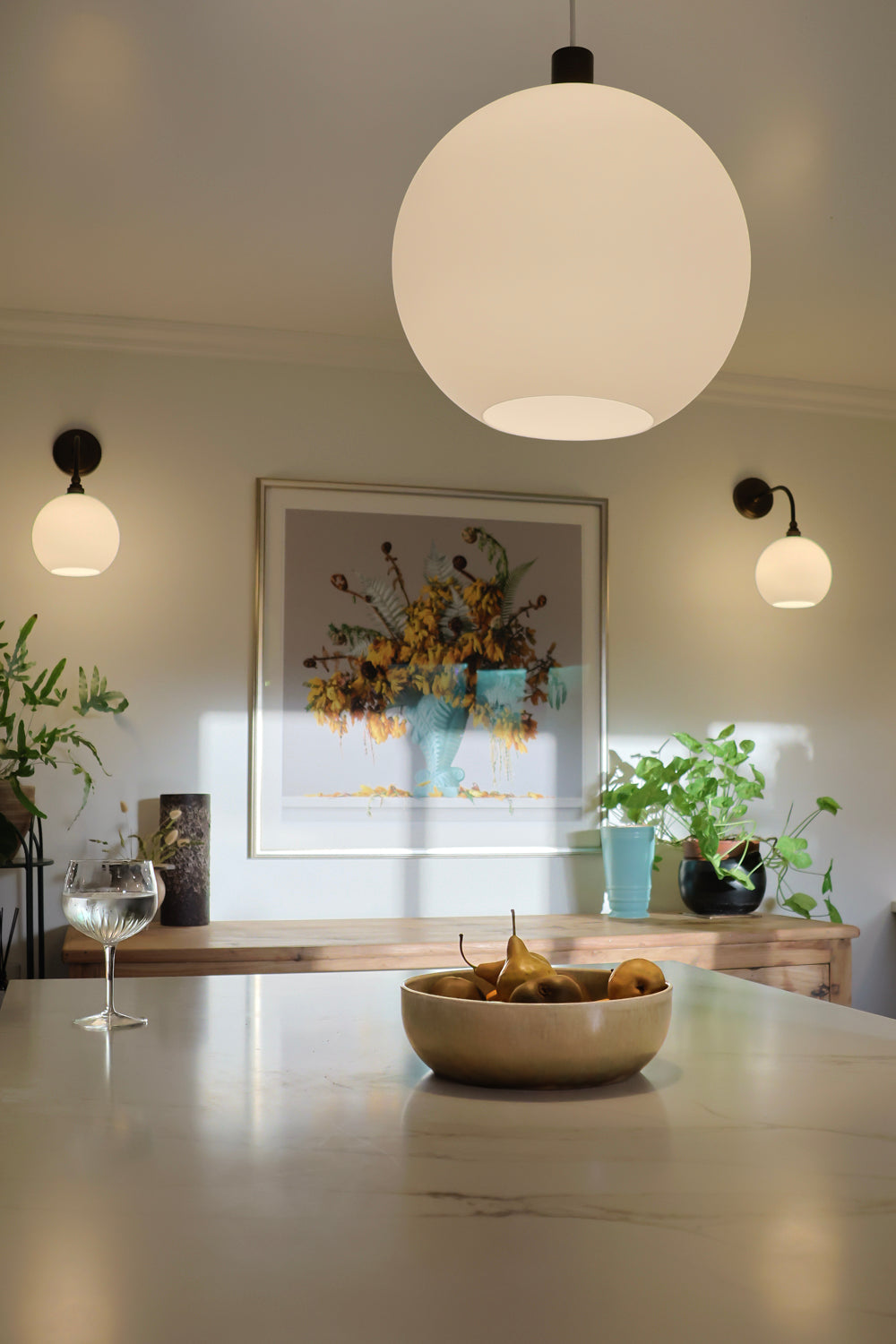 Apothecary 40cm Round Opal Glass Fergus Pendant