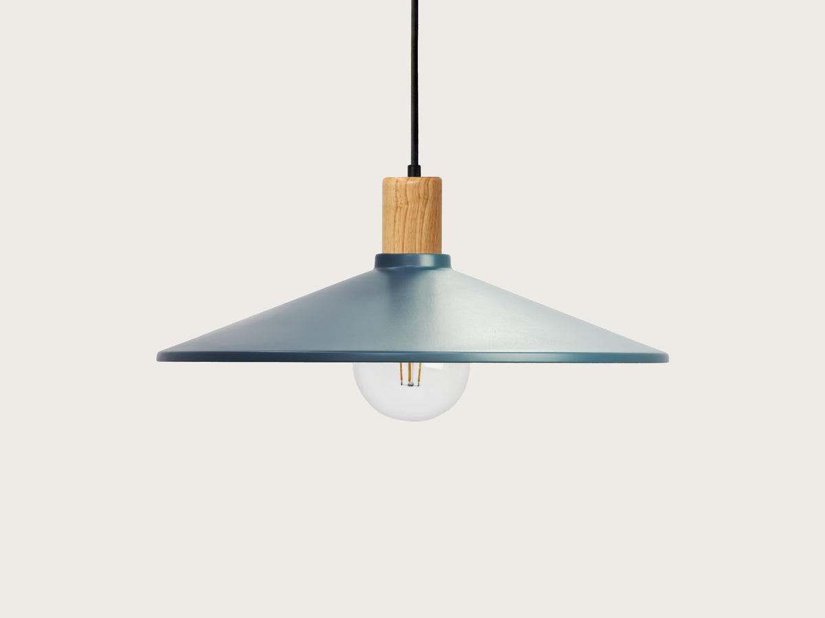 Coloured 40cm Metal Shade Wooden Pendant - Perfectly Imperfect!