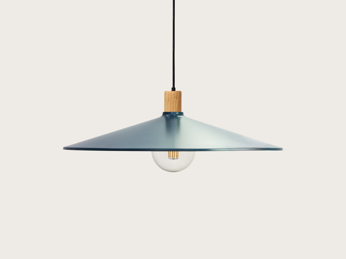 Coloured 60cm Metal Shade Wooden Pendant - Perfectly Imperfect!