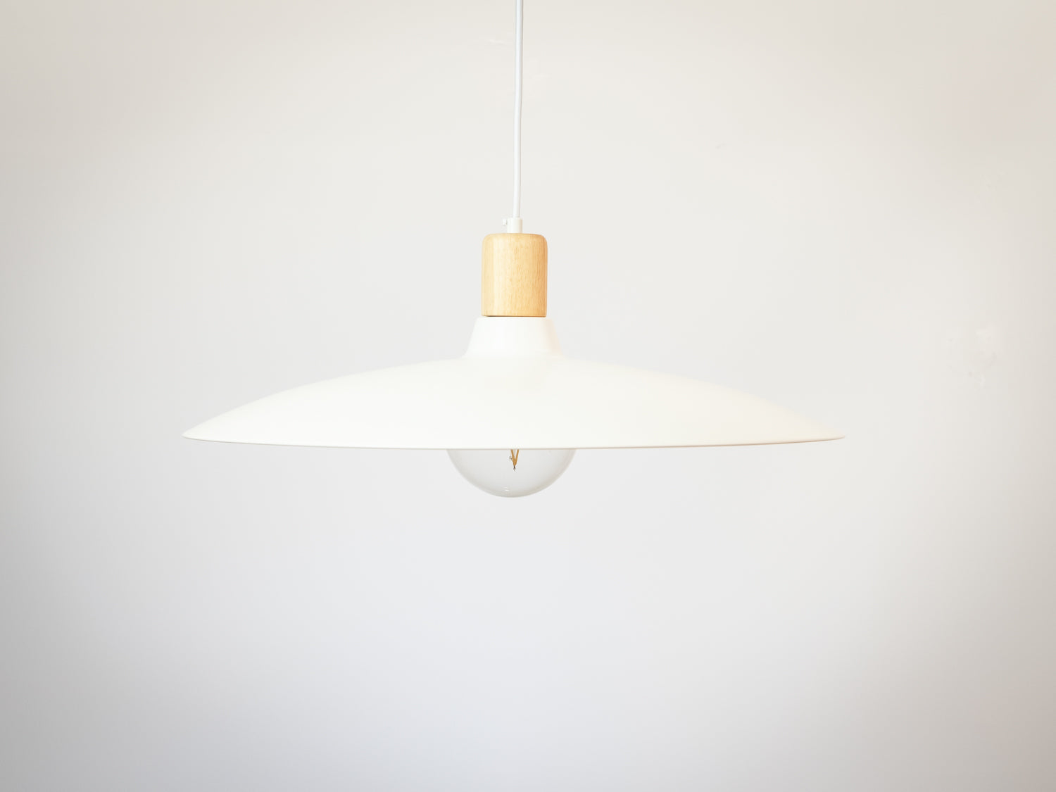 60cm Metal Curved Pendant with Wooden Lamp Holder