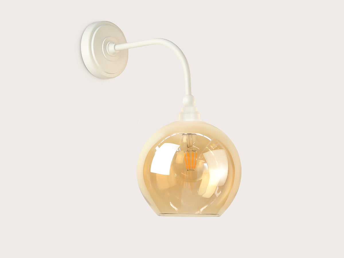 Arthur Long Arm Wall Light with 20cm Apothecary Round Glass Shade