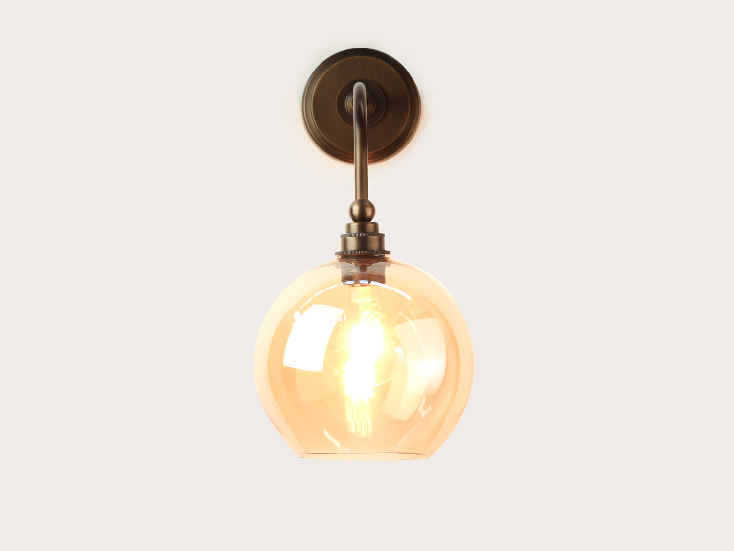 Arthur Long Arm Wall Light with 20cm Apothecary Round Glass Shade