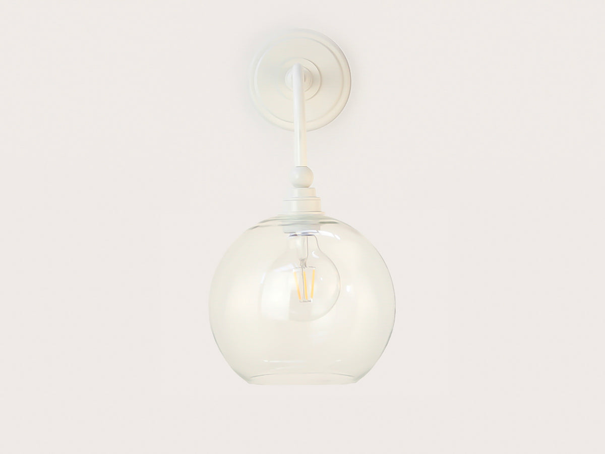 Arthur Long Arm Wall Light with 20cm Apothecary Round Glass Shade