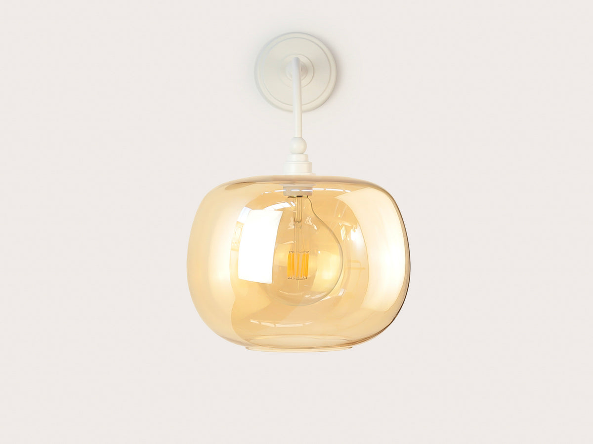 Arthur Long Arm Wall Light with Hikari Amber Glass Shade