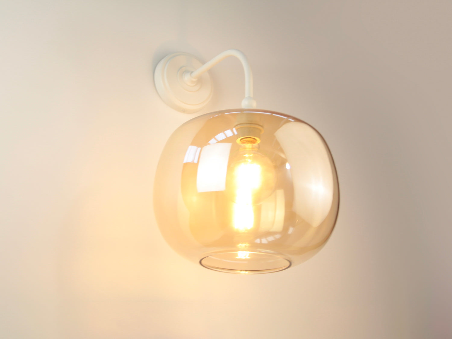 Arthur Long Arm Wall Light with Hikari Amber Glass Shade