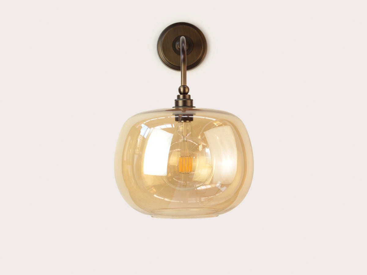 Arthur Long Arm Wall Light with Hikari Amber Glass Shade
