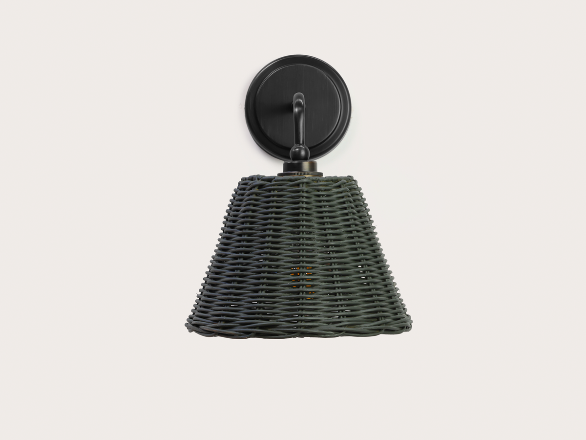 Coloured Rattan - Arthur Short Arm Wall Light with Petit Rattan Shade