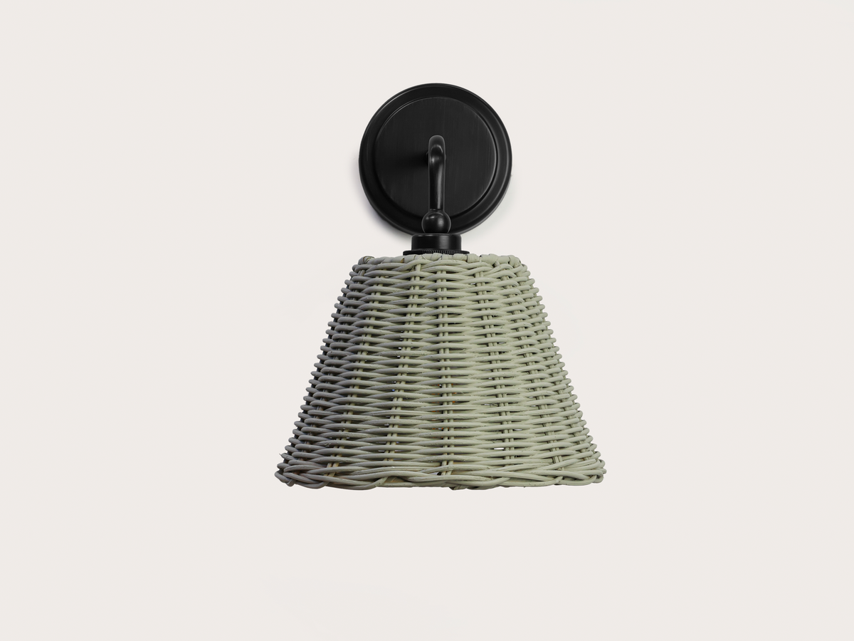 Coloured Rattan - Arthur Short Arm Wall Light with Petit Rattan Shade