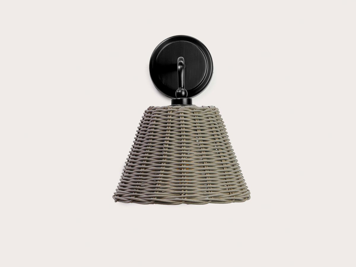 Coloured Rattan - Arthur Short Arm Wall Light with Petit Rattan Shade