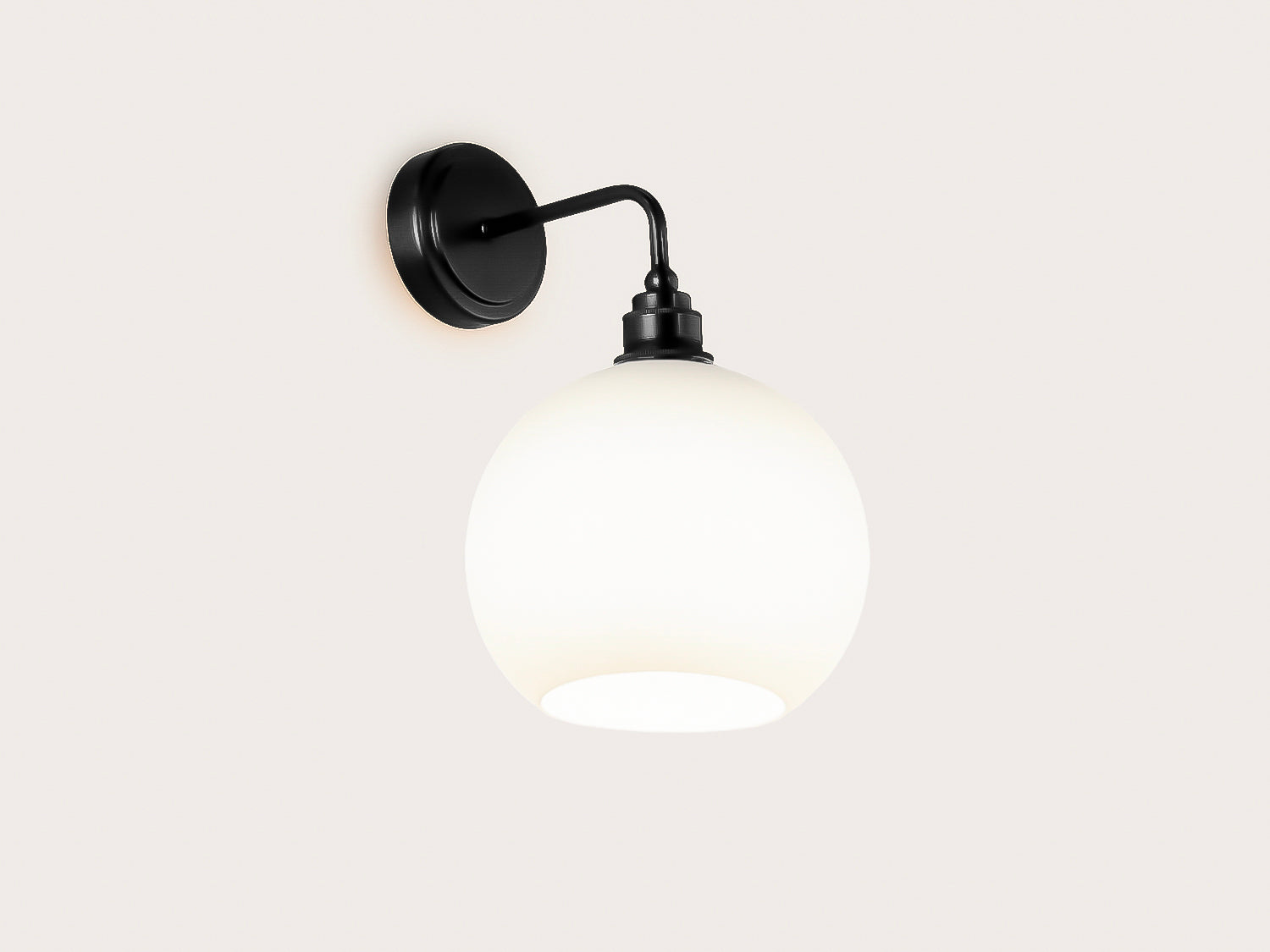 Arthur Short Arm Wall Light with 20cm Apothecary Opal Round Glass Shade