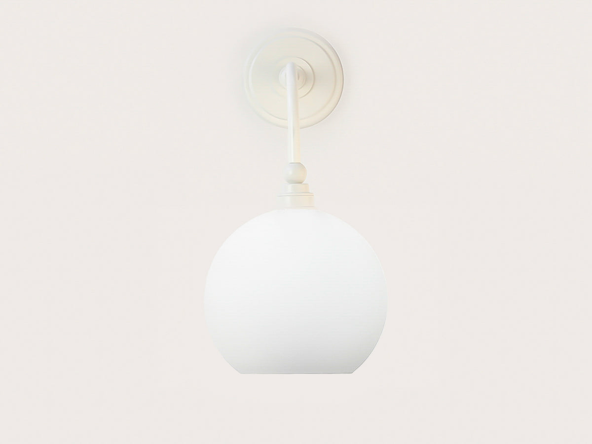 Arthur Long Arm Wall Light with 20cm Apothecary Opal Round Glass Shade