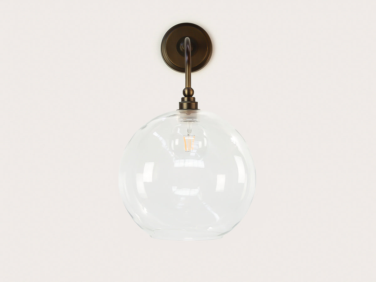 Arthur Long Arm Wall Light with 30cm Apothecary Round Glass Shade