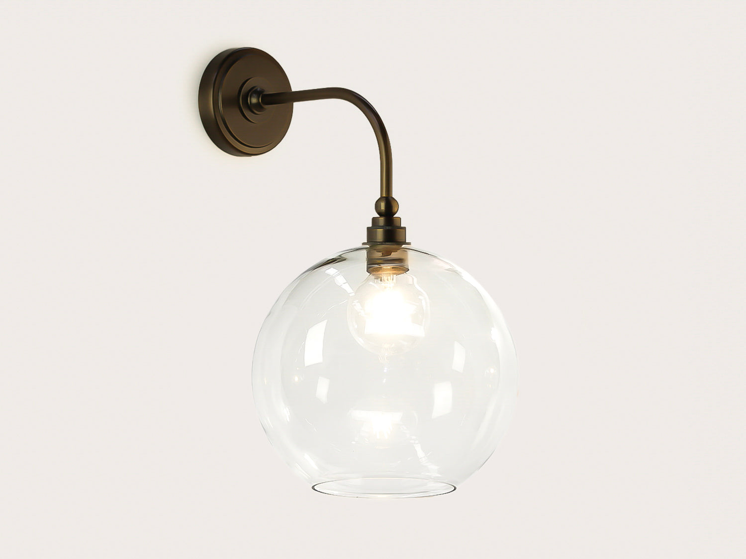 Arthur Long Arm Wall Light with 30cm Apothecary Round Glass Shade