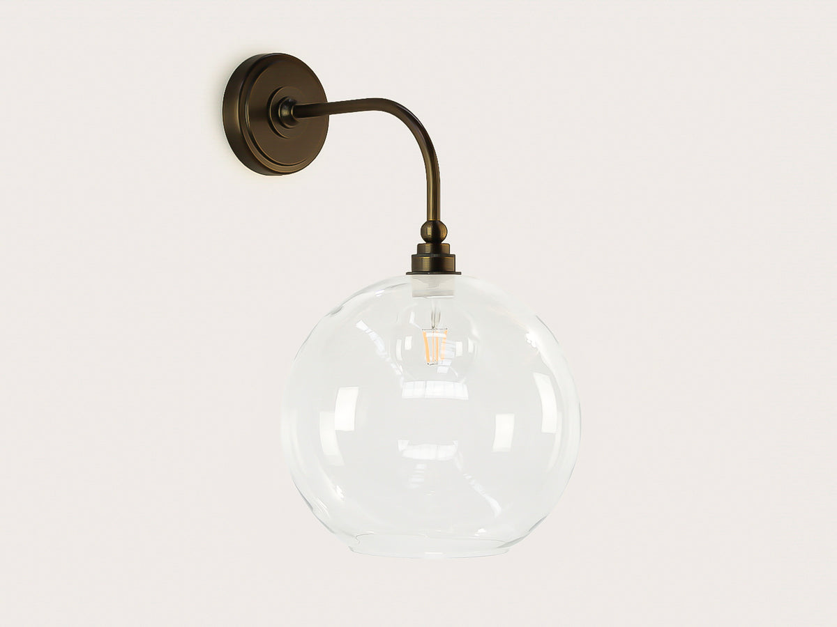 Arthur Long Arm Wall Light with 30cm Apothecary Round Glass Shade