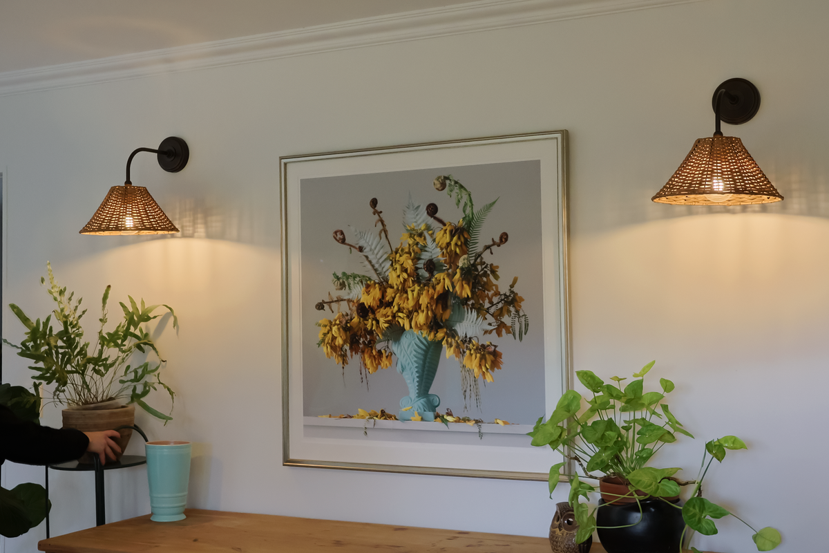 Arthur Long Arm Wall Light with Calais Rattan Shade