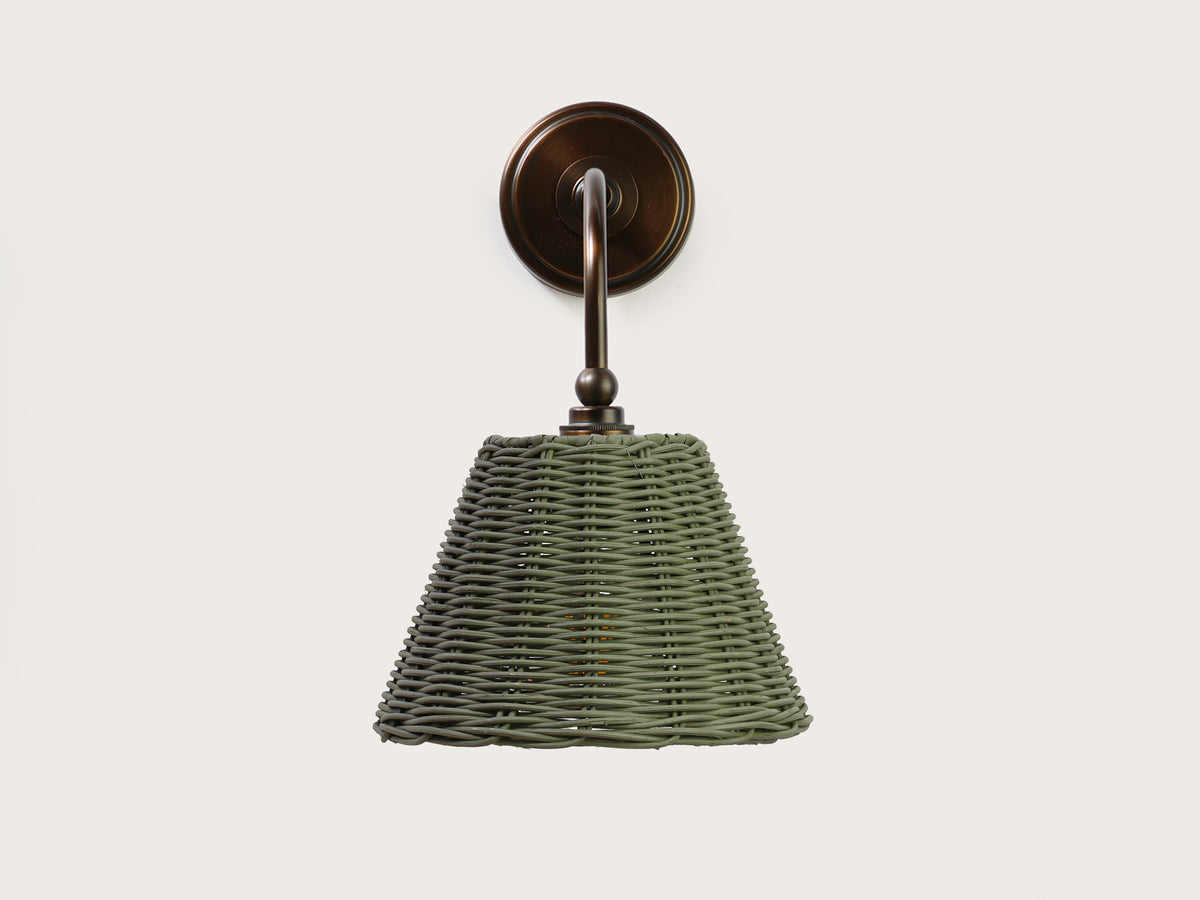 Coloured Rattan - Arthur Long Arm Wall Light with Petit Rattan Shade