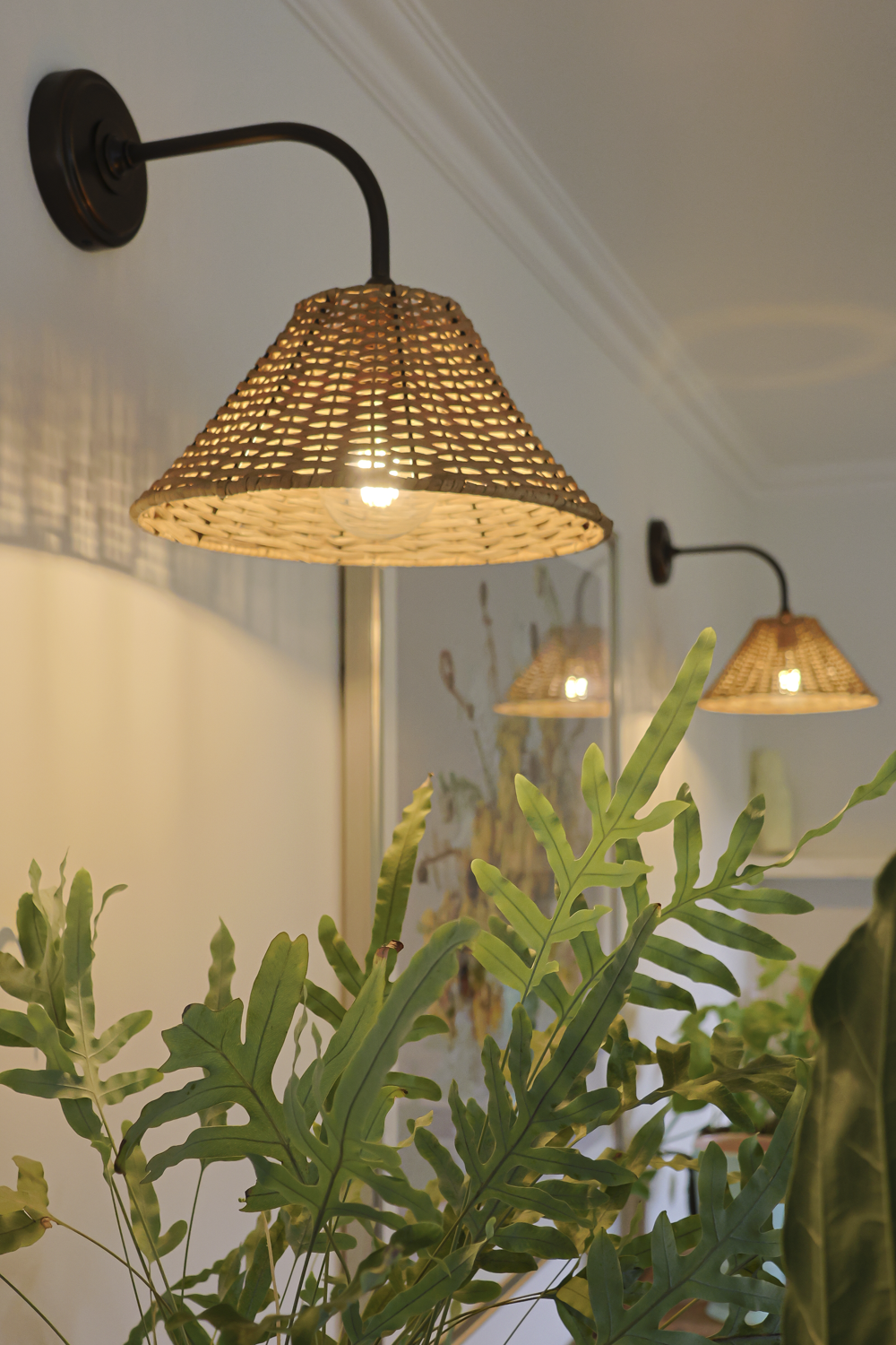 Arthur Long Arm Wall Light with Calais Rattan Shade