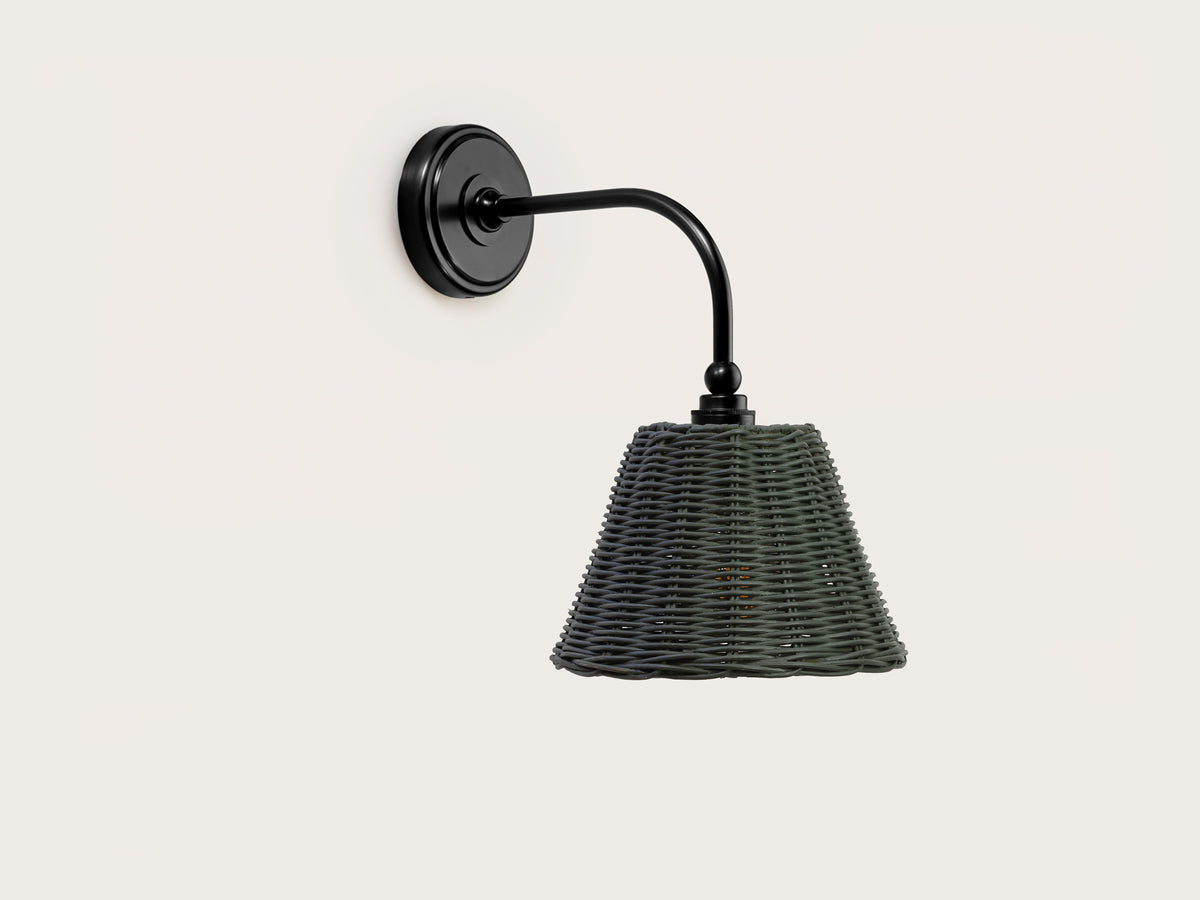 Coloured Rattan - Arthur Long Arm Wall Light with Petit Rattan Shade
