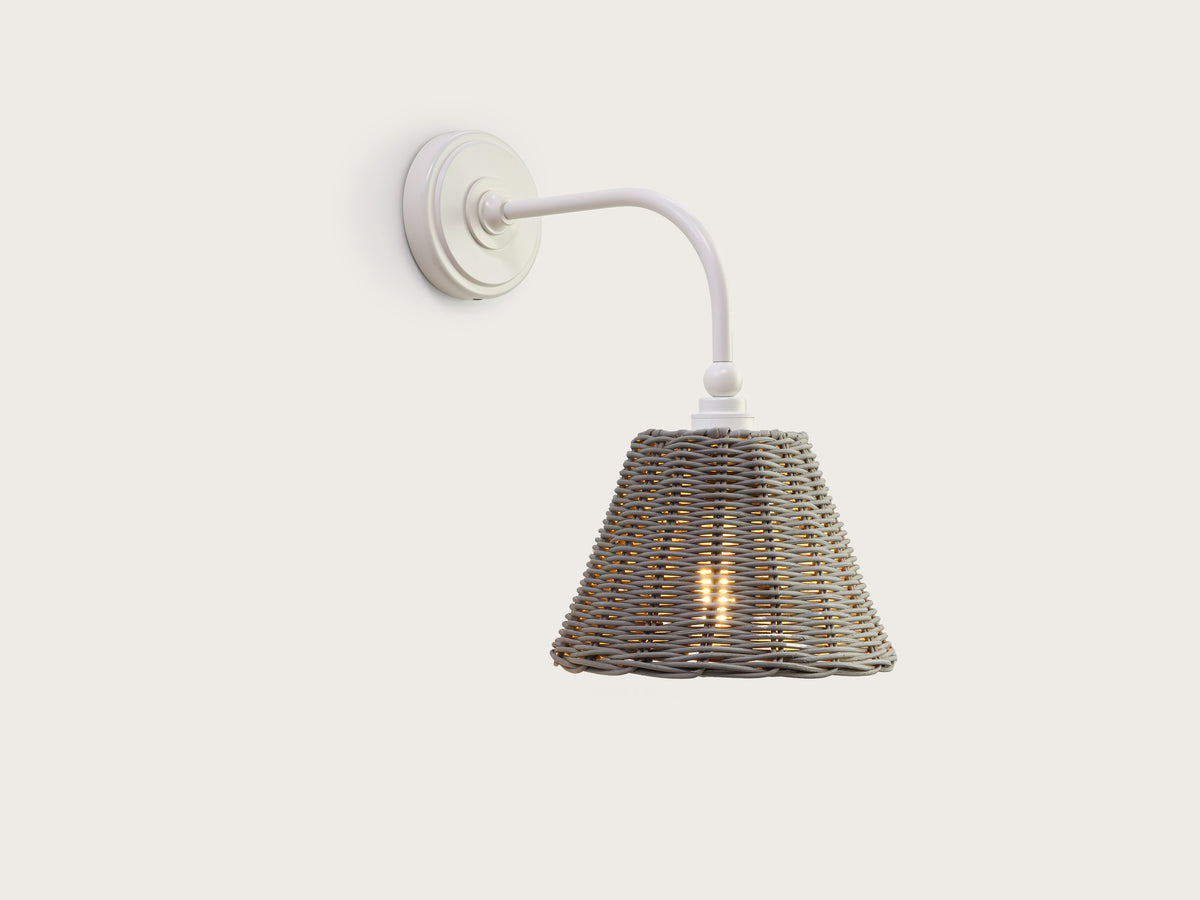 Coloured Rattan - Arthur Long Arm Wall Light with Petit Rattan Shade