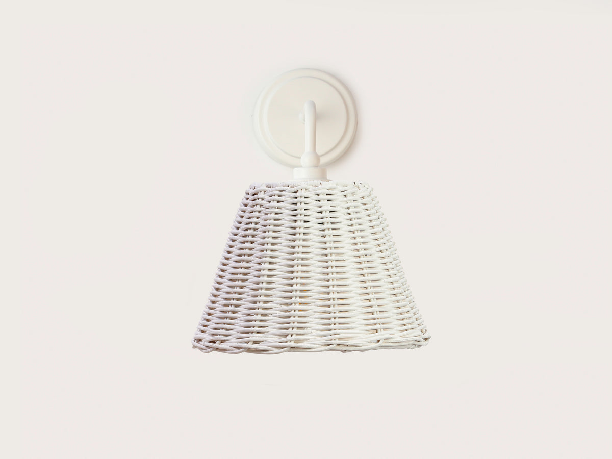 Coloured Rattan - Arthur Short Arm Wall Light with Petit Rattan Shade
