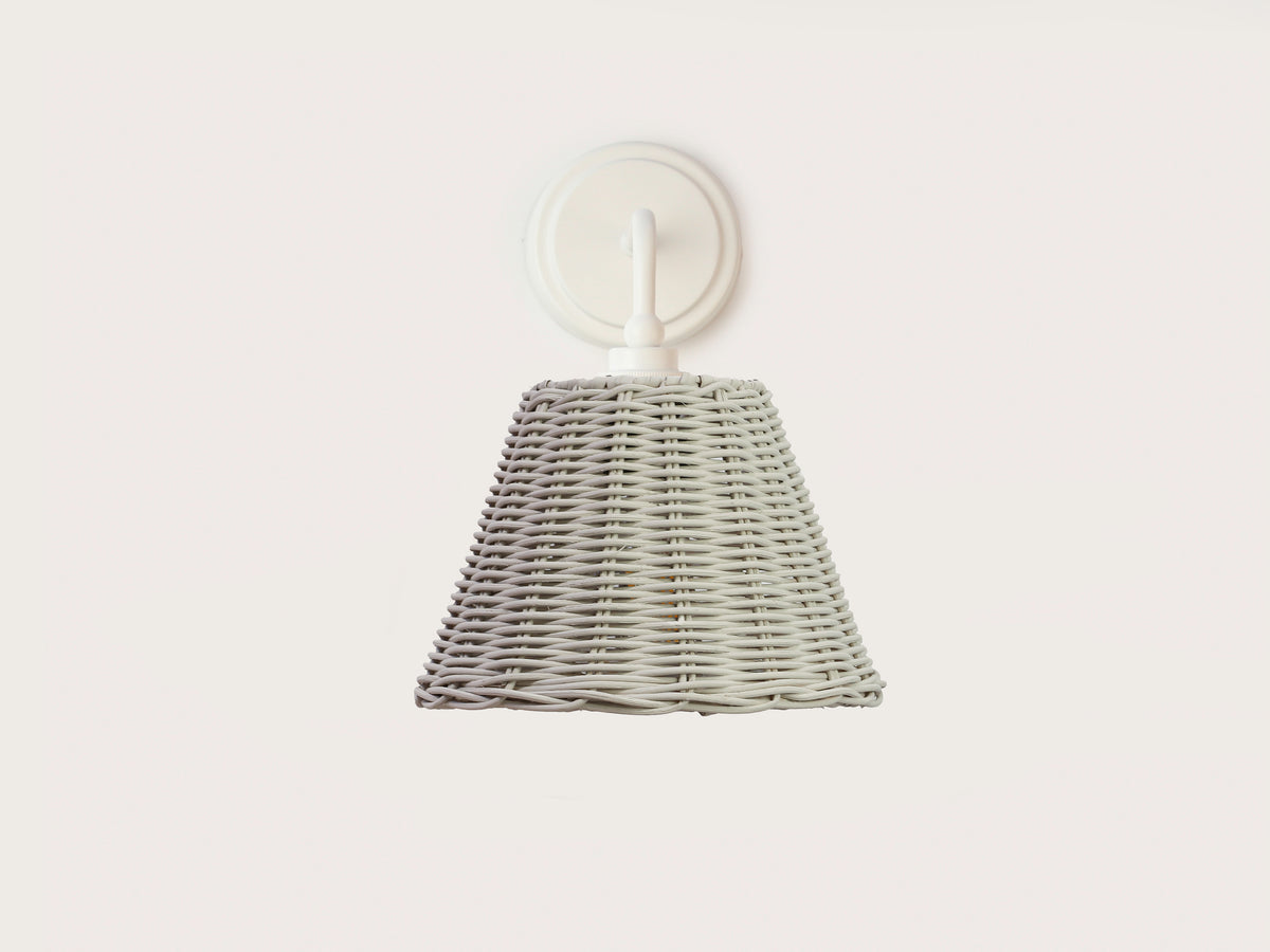 Coloured Rattan - Arthur Short Arm Wall Light with Petit Rattan Shade