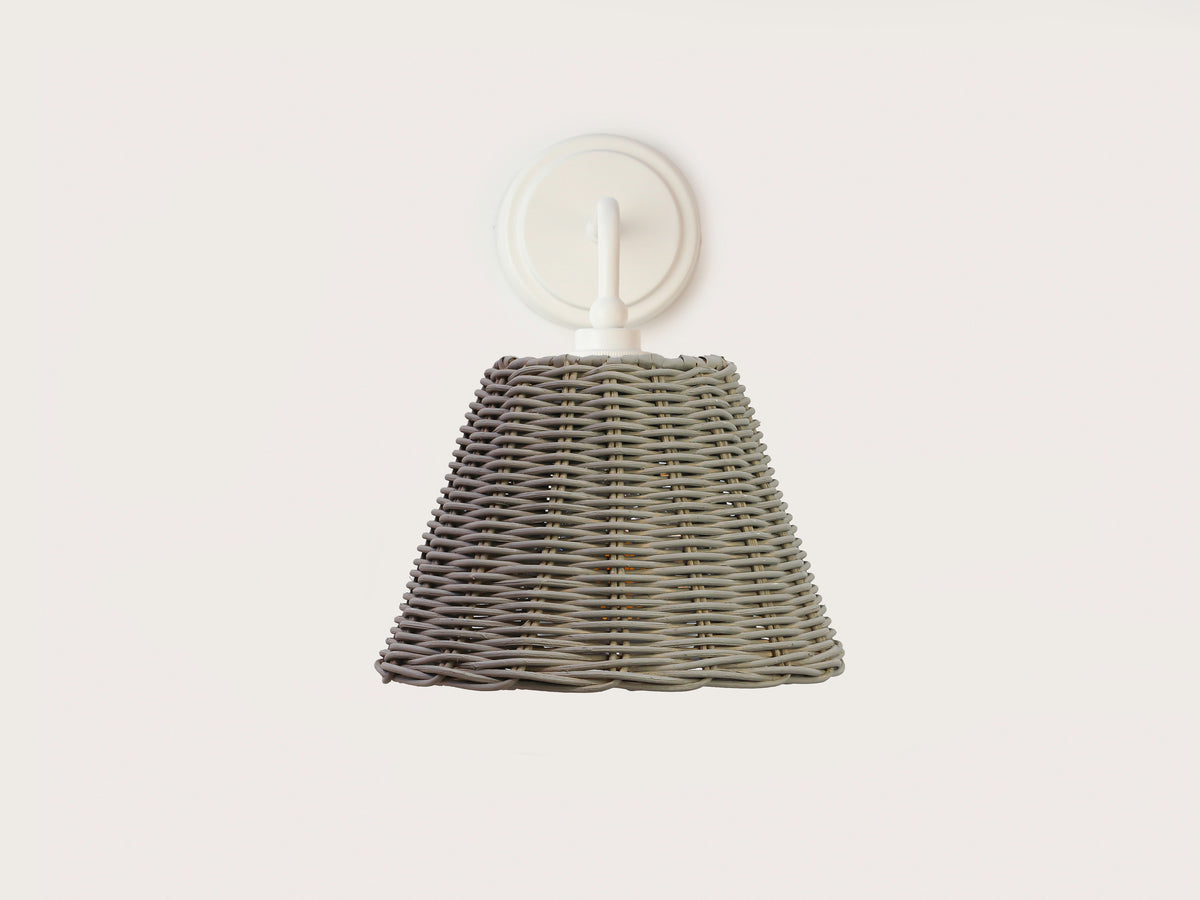 Coloured Rattan - Arthur Short Arm Wall Light with Petit Rattan Shade