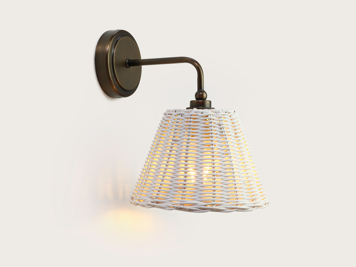 Coloured Rattan - Arthur Short Arm Wall Light with Petit Rattan Shade