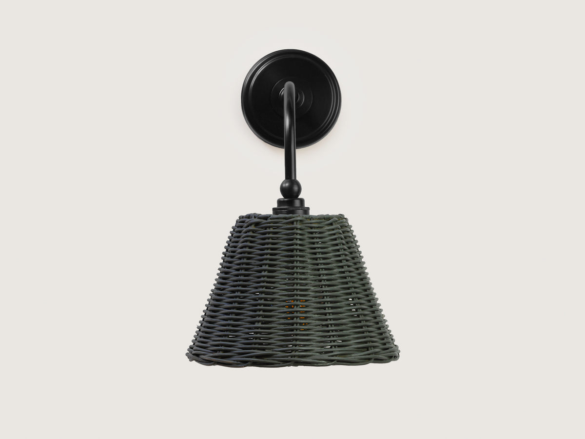 Coloured Rattan - Arthur Long Arm Wall Light with Petit Rattan Shade