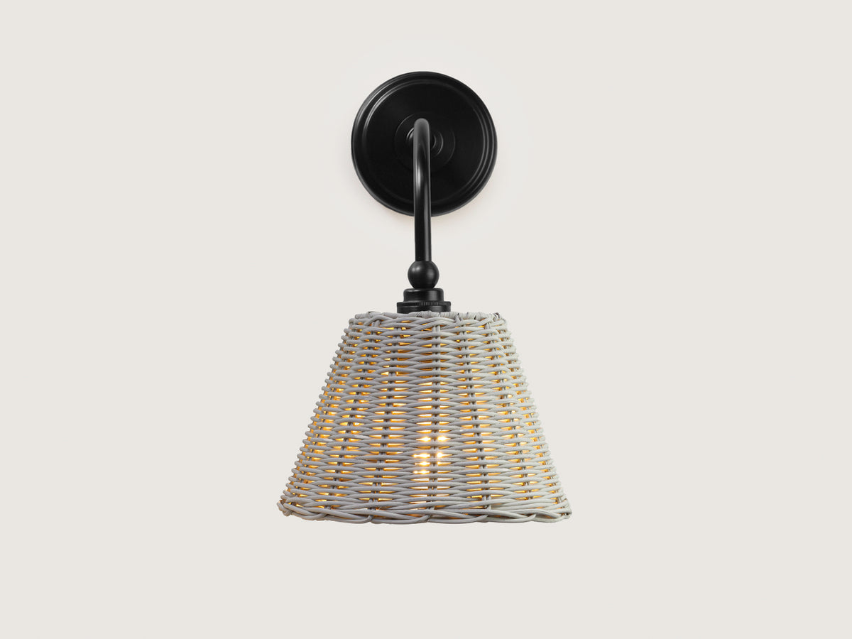 Coloured Rattan - Arthur Long Arm Wall Light with Petit Rattan Shade