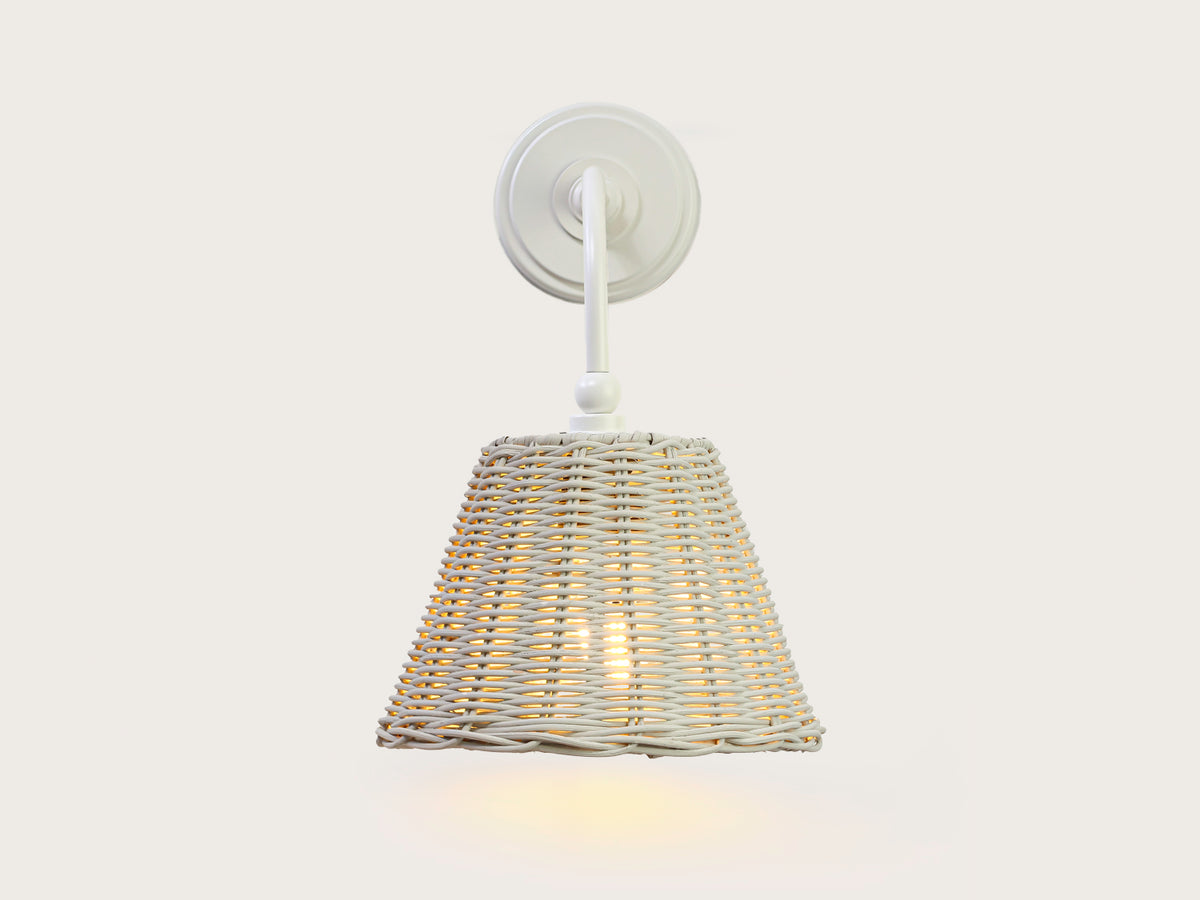 Coloured Rattan - Arthur Long Arm Wall Light with Petit Rattan Shade