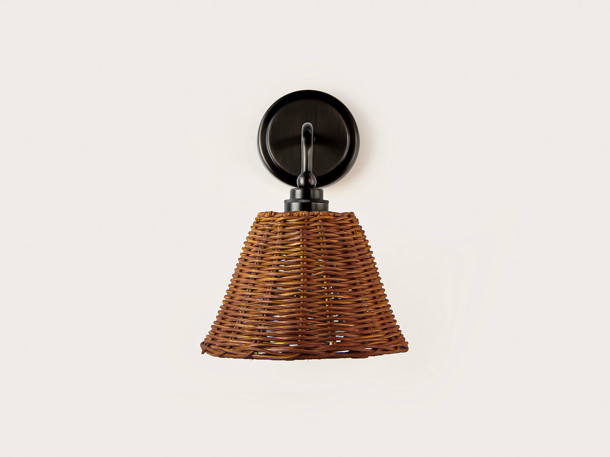 Arthur Short Arm Wall Light with Petit Rattan Shade