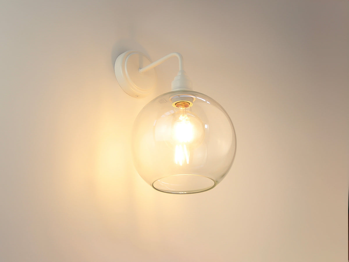 Arthur Short Arm Wall Light with 20cm Apothecary Round Glass Shade