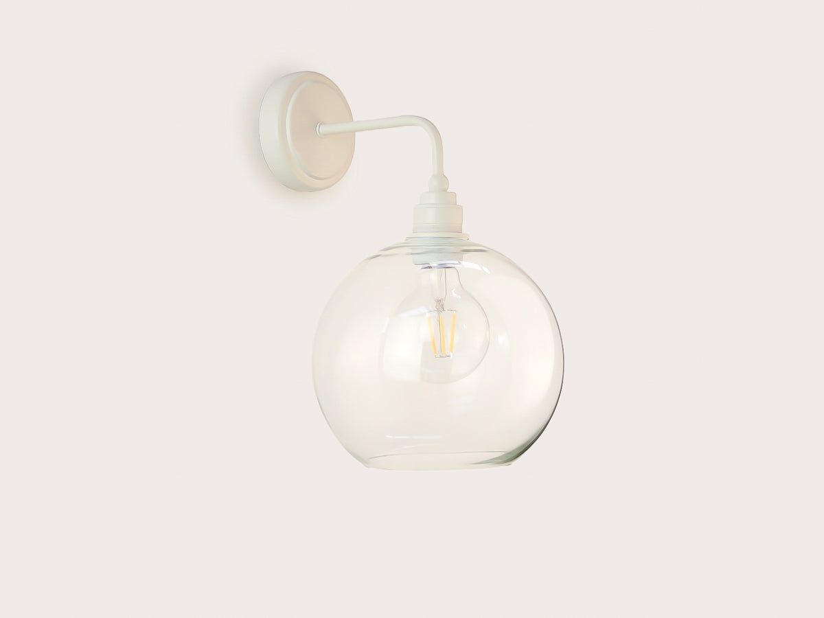Arthur Short Arm Wall Light with 20cm Apothecary Round Glass Shade