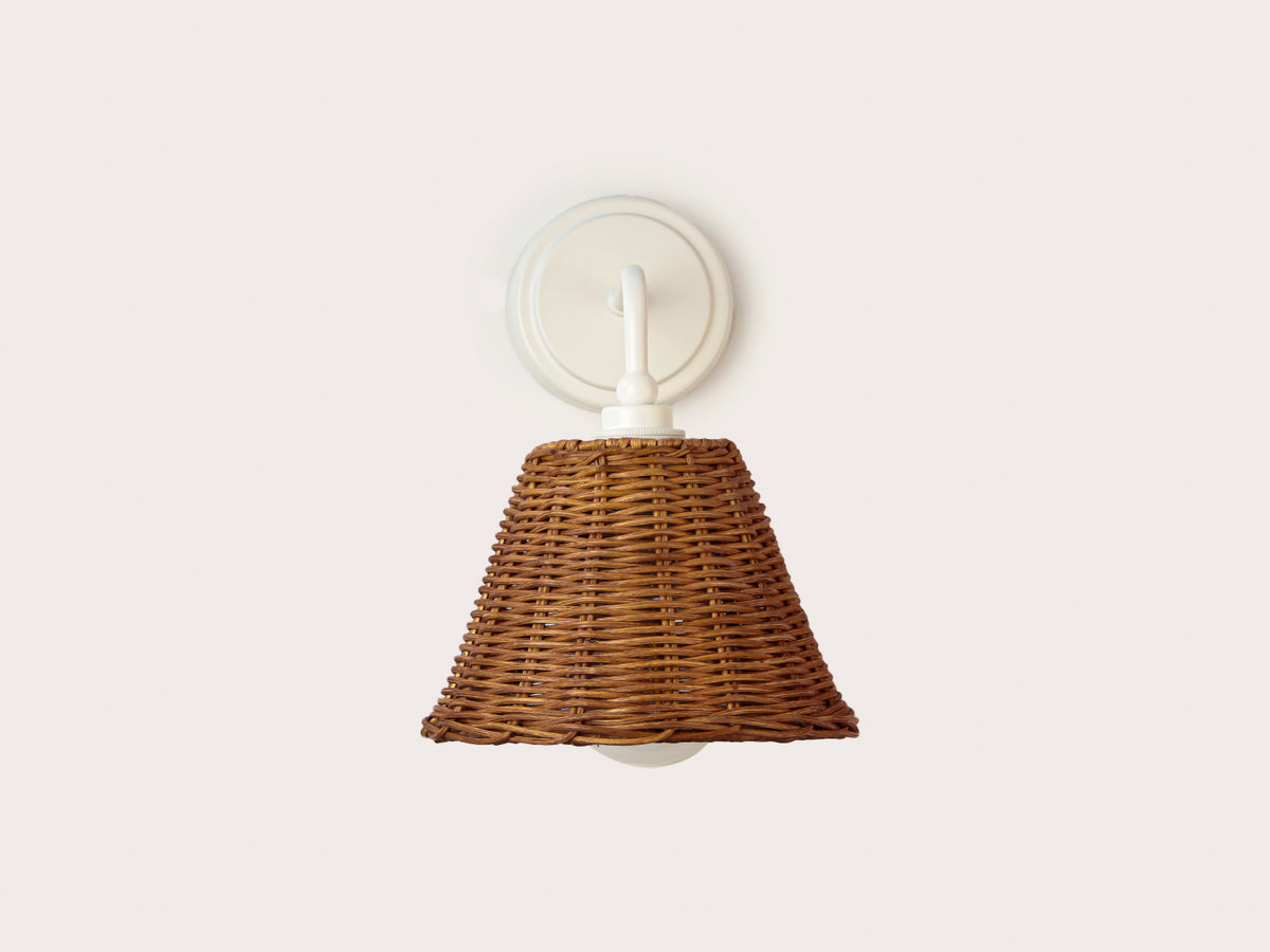 Arthur Short Arm Wall Light with Petit Rattan Shade